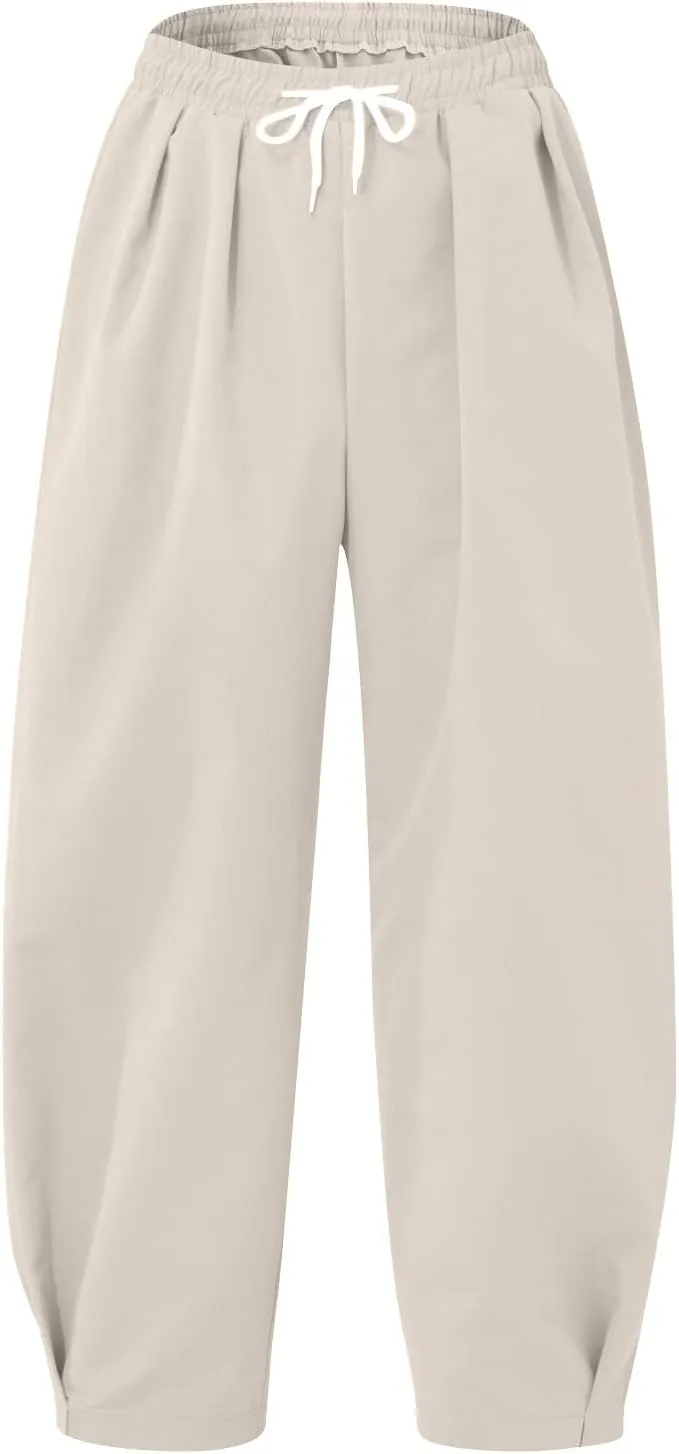 Men's Linen Summer Beach Pants Baggy Straight Leg Joggers Loose Fit Business Pant Outdoor Hiking Trousers