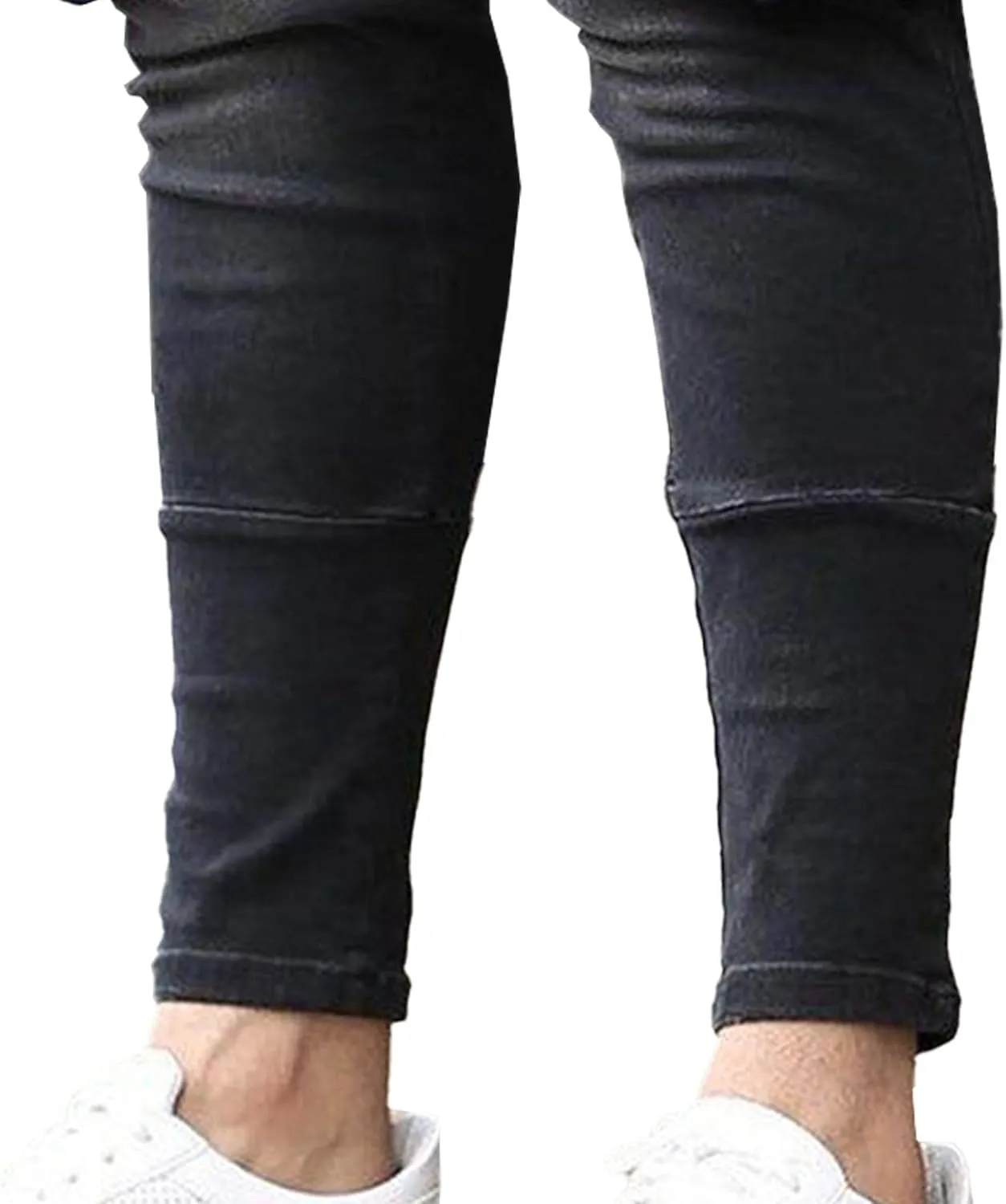 Men's Multi-Pocket Tapered Biker Jeans Distressed Slim Fit Denim Pants Hardwearing Comfor Cowboy Trousers