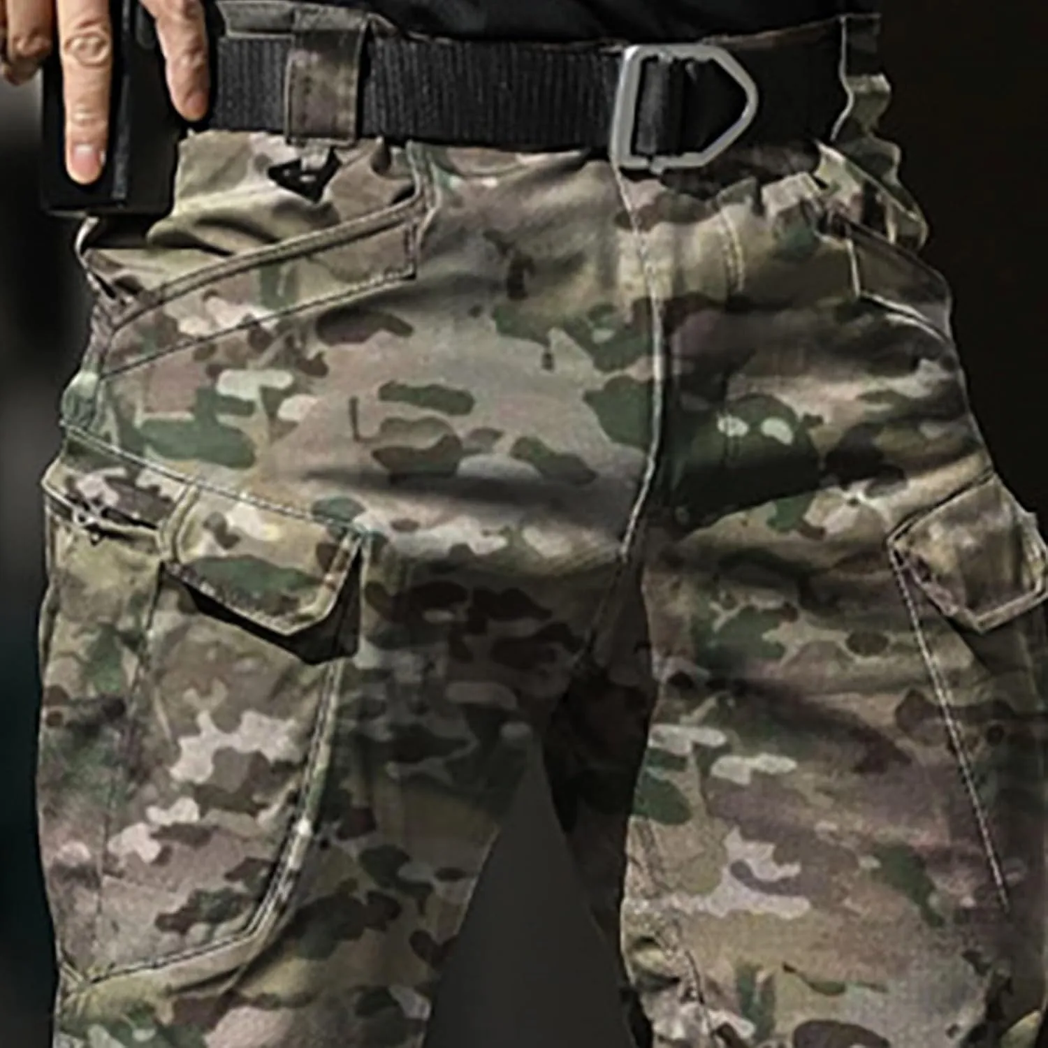 Mens Outdoor Hiking Cargo Pants Cotton Simple Solid Color Leisure High Street Elastic Men Athletic Joggers