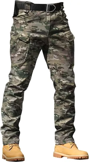Mens Outdoor Hiking Cargo Pants Cotton Simple Solid Color Leisure High Street Elastic Men Athletic Joggers