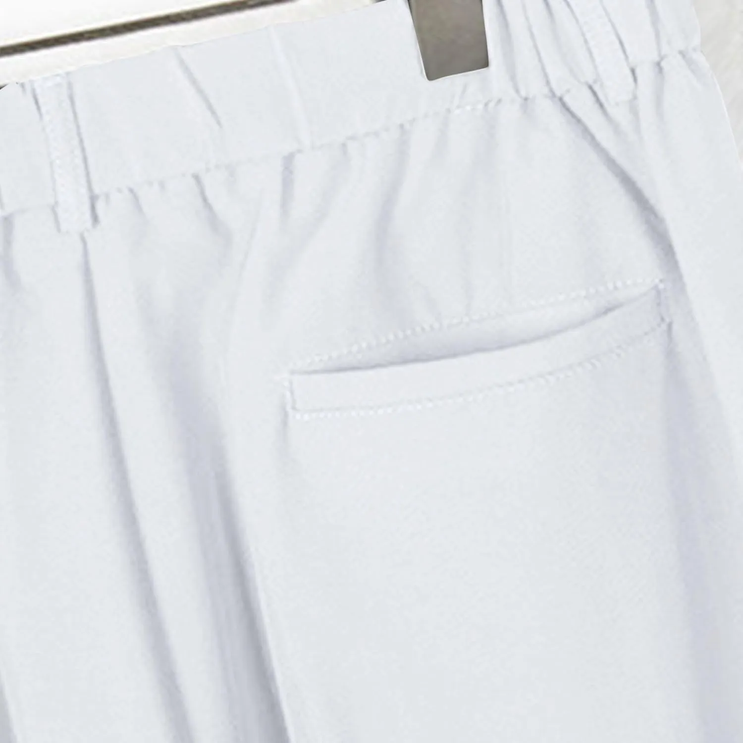Mens Pants Casual Stylish Elastic Waist Flat Front Dress Suit Pant Loose Lightweight Cinch Bottom Trouser with Pocket