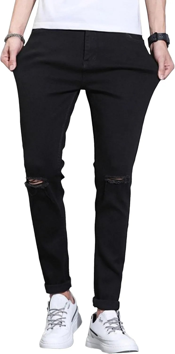 Men's Regular Slim Fit Pencil Pants Comfort Flex Waist Casual Trousers Skinny Stretch Fashion Jeans