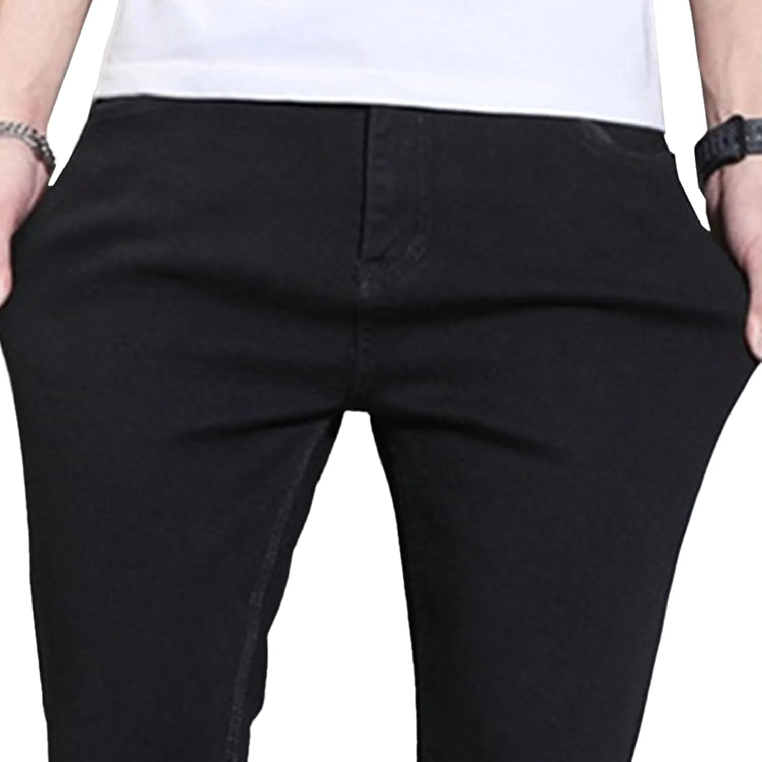 Men's Regular Slim Fit Pencil Pants Comfort Flex Waist Casual Trousers Skinny Stretch Fashion Jeans