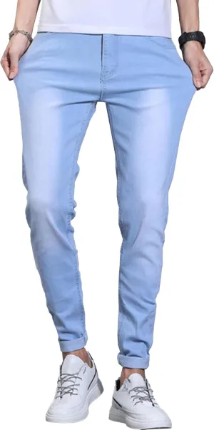 Men's Regular Slim Fit Pencil Pants Comfort Flex Waist Casual Trousers Skinny Stretch Fashion Jeans