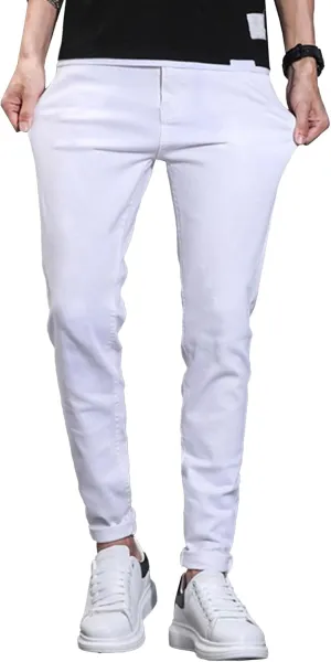 Men's Regular Slim Fit Pencil Pants Comfort Flex Waist Casual Trousers Skinny Stretch Fashion Jeans