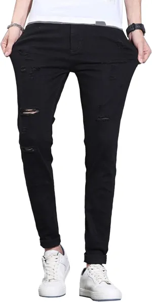 Men's Regular Slim Fit Pencil Pants Comfort Flex Waist Casual Trousers Skinny Stretch Fashion Jeans