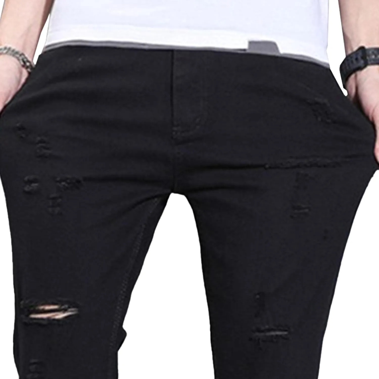 Men's Regular Slim Fit Pencil Pants Comfort Flex Waist Casual Trousers Skinny Stretch Fashion Jeans