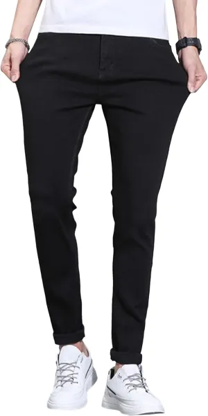 Men's Regular Slim Fit Pencil Pants Comfort Flex Waist Casual Trousers Skinny Stretch Fashion Jeans