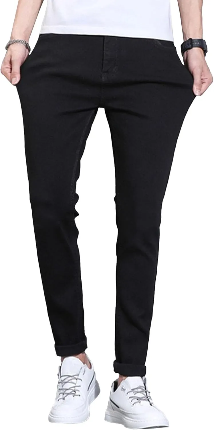 Men's Regular Slim Fit Pencil Pants Comfort Flex Waist Casual Trousers Skinny Stretch Fashion Jeans