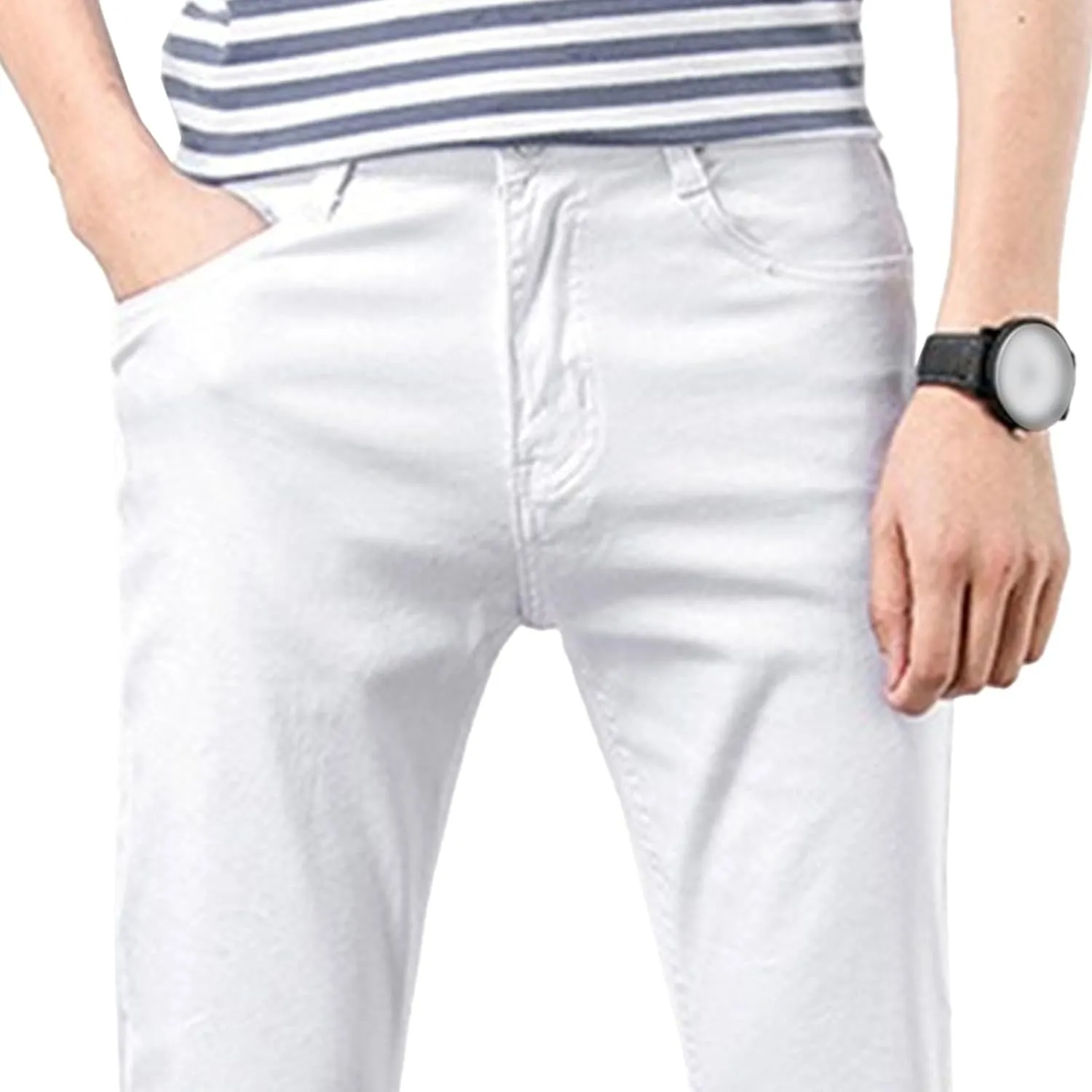 Men's Regular Slim Fit Pencil Pants Comfort Flex Waist Casual Trousers Skinny Stretch Fashion Jeans