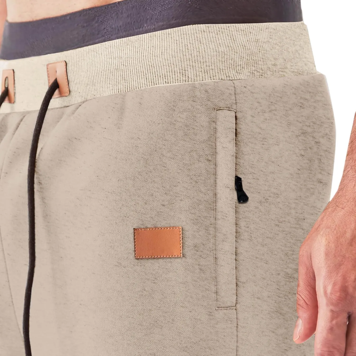 Mens Simple Pants Casual Trendy Elastic Waist Workout Trousers Tapered Heavyweight Work Drawstring Pants with Pockets