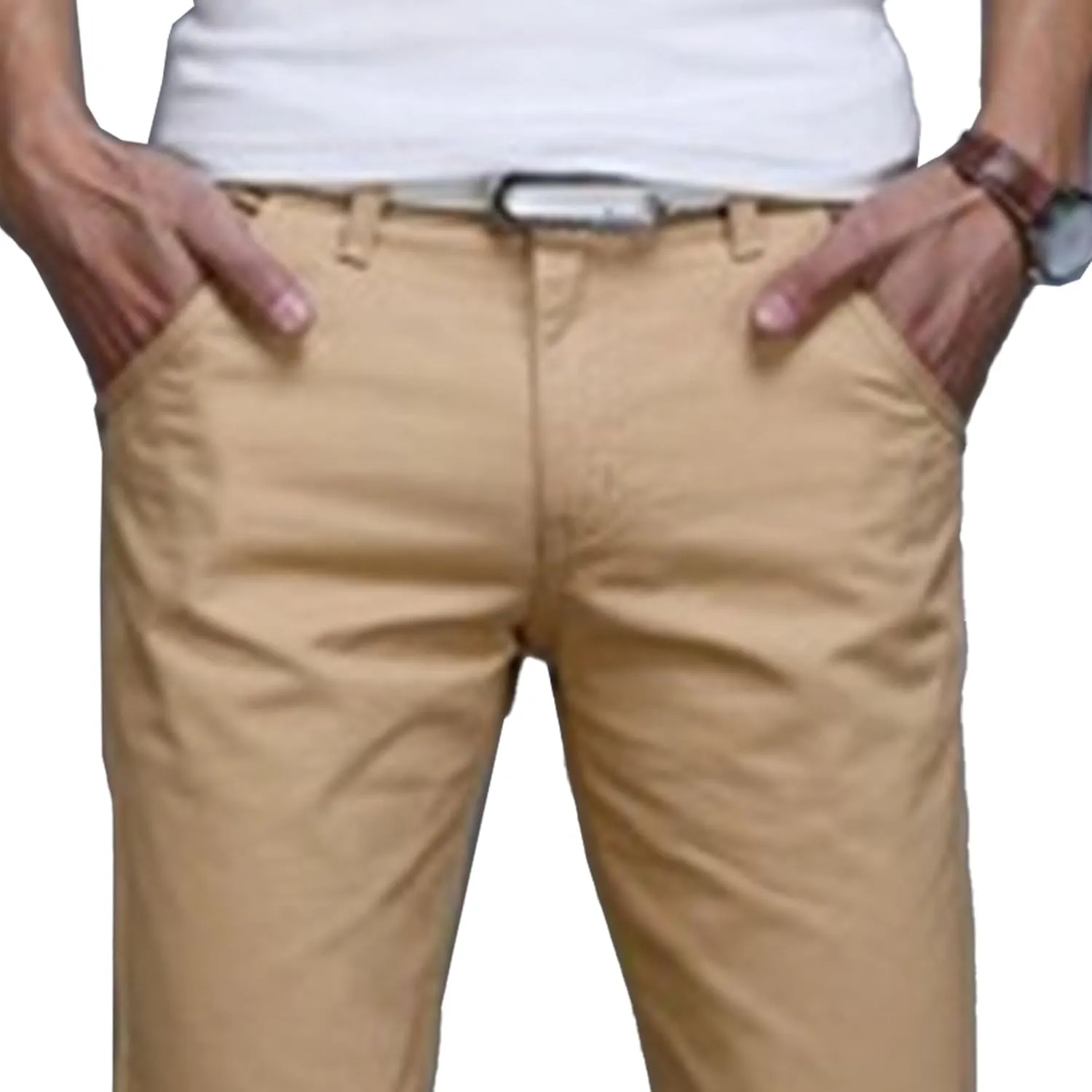 Men's Style Comfy Solid Chinos Pants Casual Slim Fit Business Slack Stretch Straight Fashion Trousers
