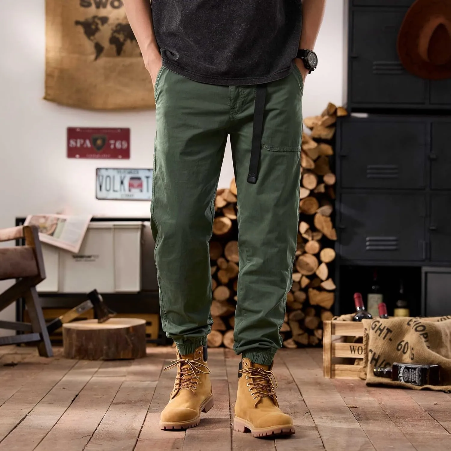 Men's Tactical Cargo Pants Hiking Joggers Running Workout Gym Track Pants Summer Lightweight Trousers