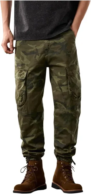 Men's Tactical Cargo Pants Hiking Joggers Running Workout Gym Track Pants Summer Lightweight Trousers