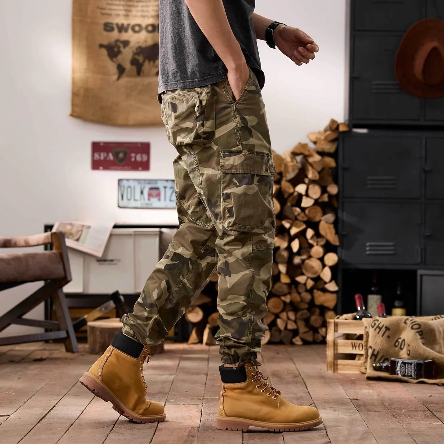 Men's Tactical Cargo Pants Hiking Joggers Running Workout Gym Track Pants Summer Lightweight Trousers