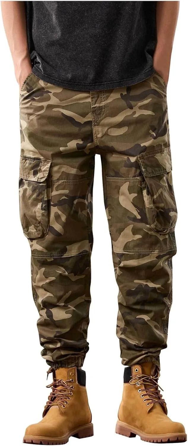 Men's Tactical Cargo Pants Hiking Joggers Running Workout Gym Track Pants Summer Lightweight Trousers