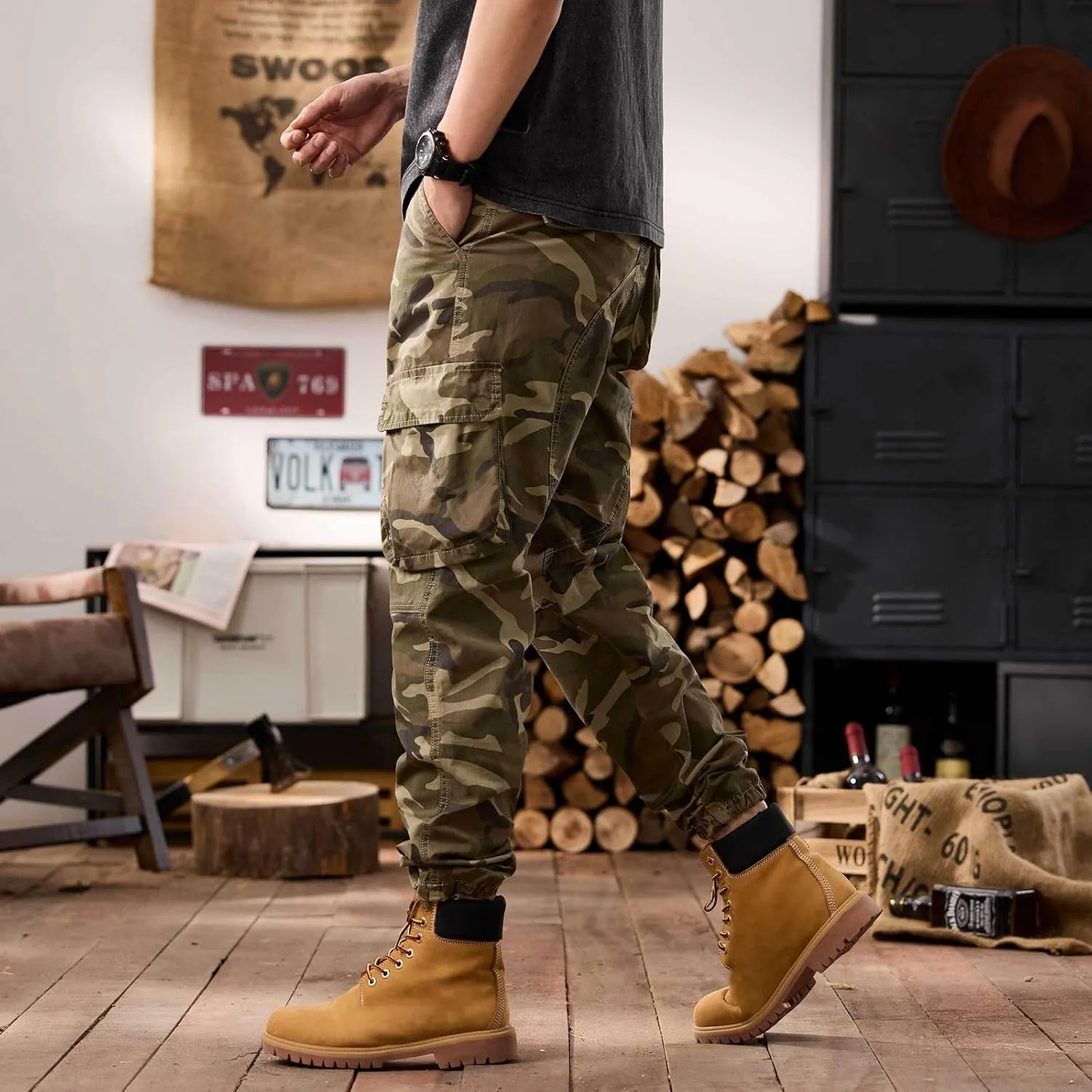 Men's Tactical Cargo Pants Hiking Joggers Running Workout Gym Track Pants Summer Lightweight Trousers