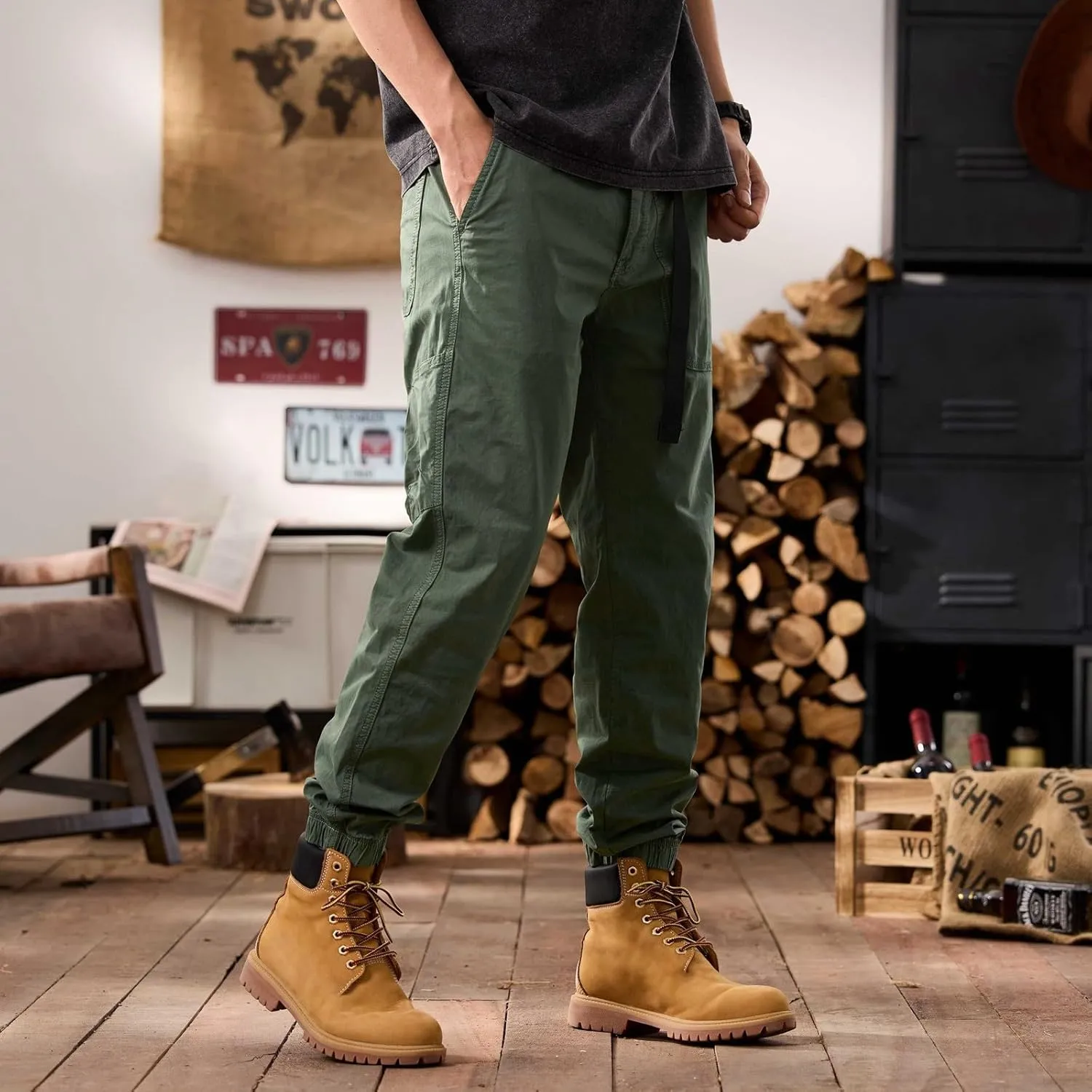 Men's Tactical Cargo Pants Hiking Joggers Running Workout Gym Track Pants Summer Lightweight Trousers