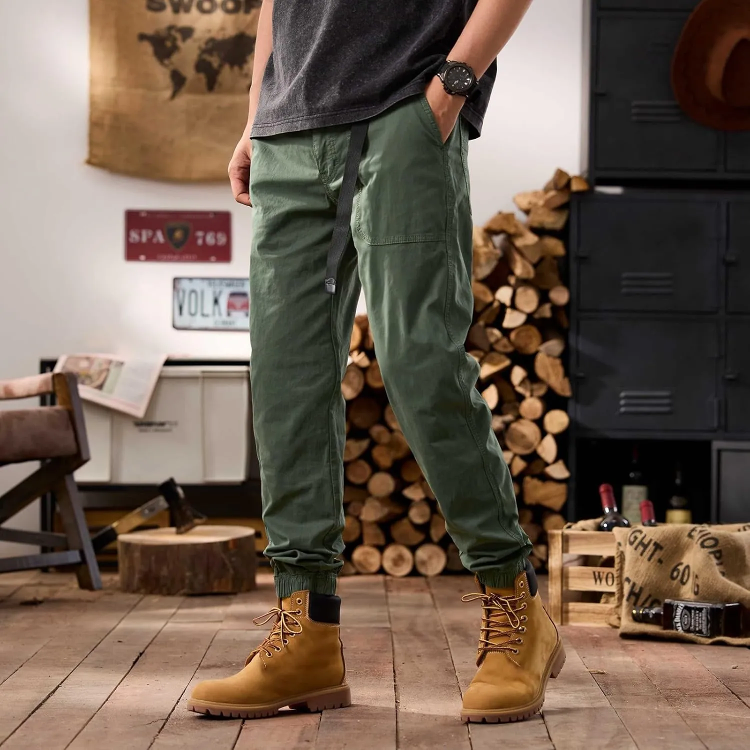 Men's Tactical Cargo Pants Hiking Joggers Running Workout Gym Track Pants Summer Lightweight Trousers