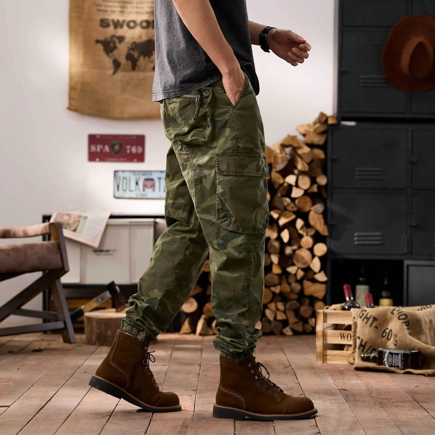 Men's Tactical Cargo Pants Hiking Joggers Running Workout Gym Track Pants Summer Lightweight Trousers
