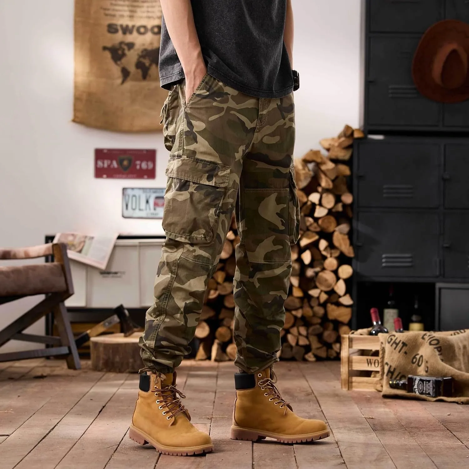 Men's Tactical Cargo Pants Hiking Joggers Running Workout Gym Track Pants Summer Lightweight Trousers