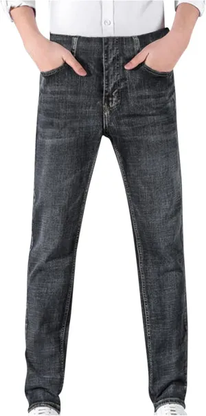 Men's Wild Denim Jeans Pants, Vintage Washed Slim Fit Jeans, Stretch Skinny Daily Work Pants, Trend Trousers for Men