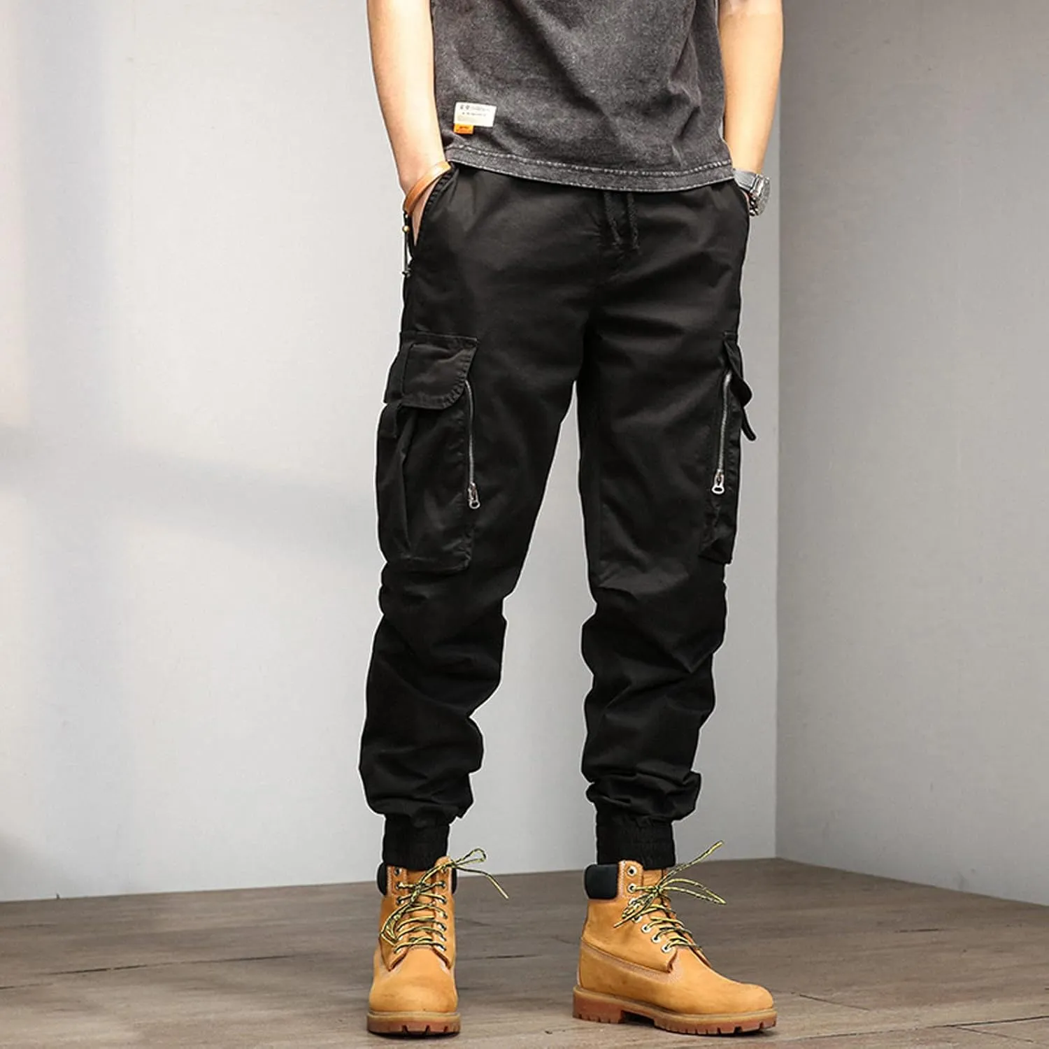 Men's Zipper Fly Flare Leg Pants Pantalones Blancos para Hombre Athletic Work Pants for Men Cotton Cargo Sweatpants