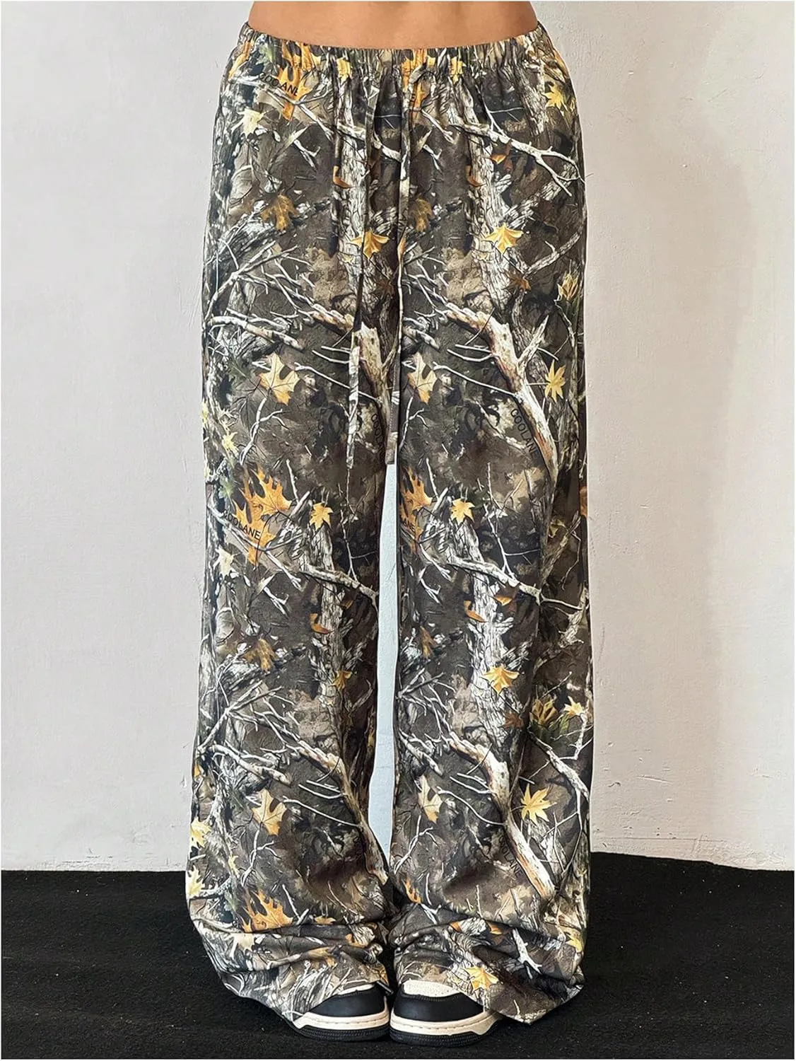Milumia Girl's Camo Print Wide Straight Leg Trousers Elastic Waist Track Pants