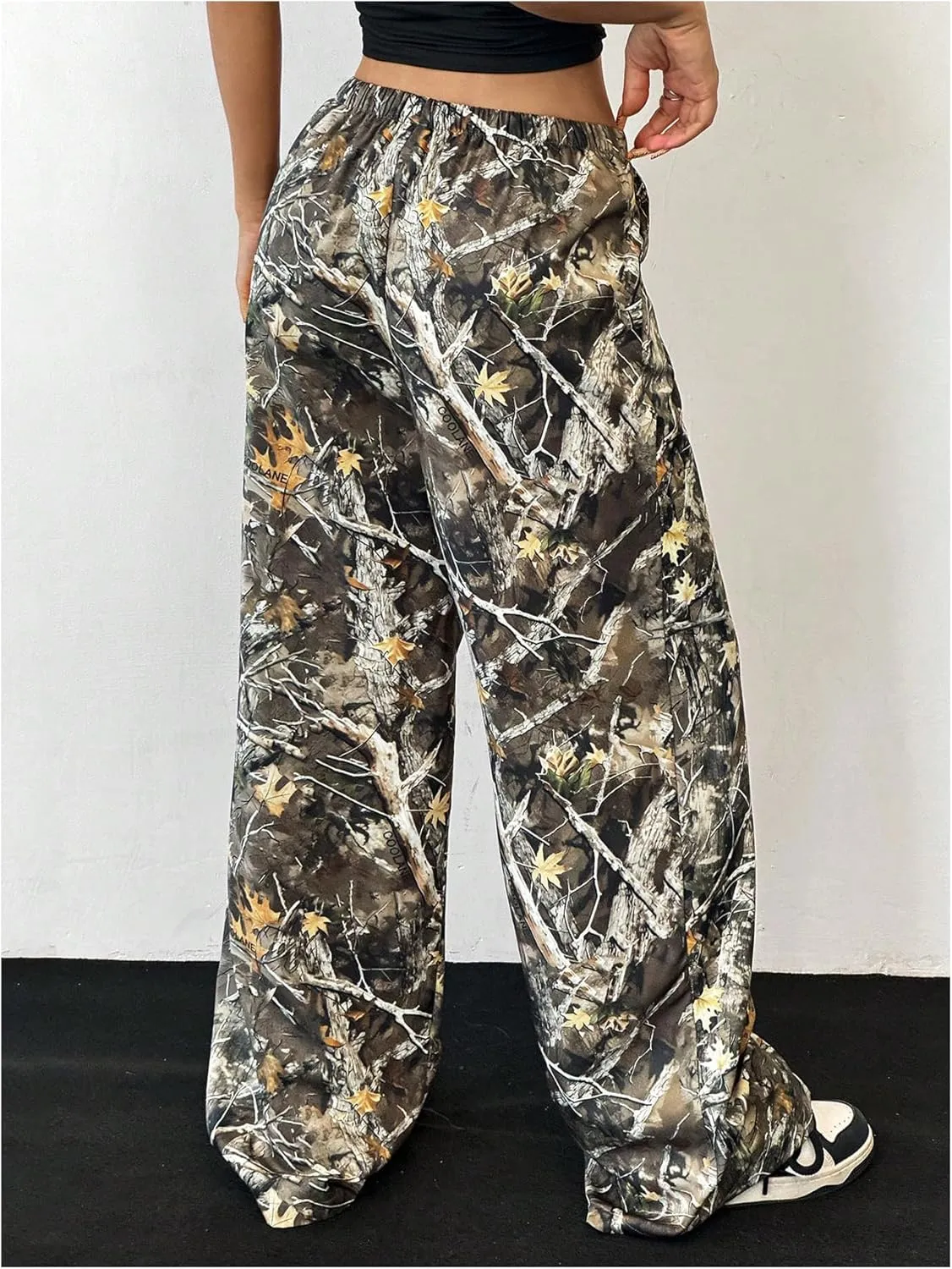 Milumia Girl's Camo Print Wide Straight Leg Trousers Elastic Waist Track Pants