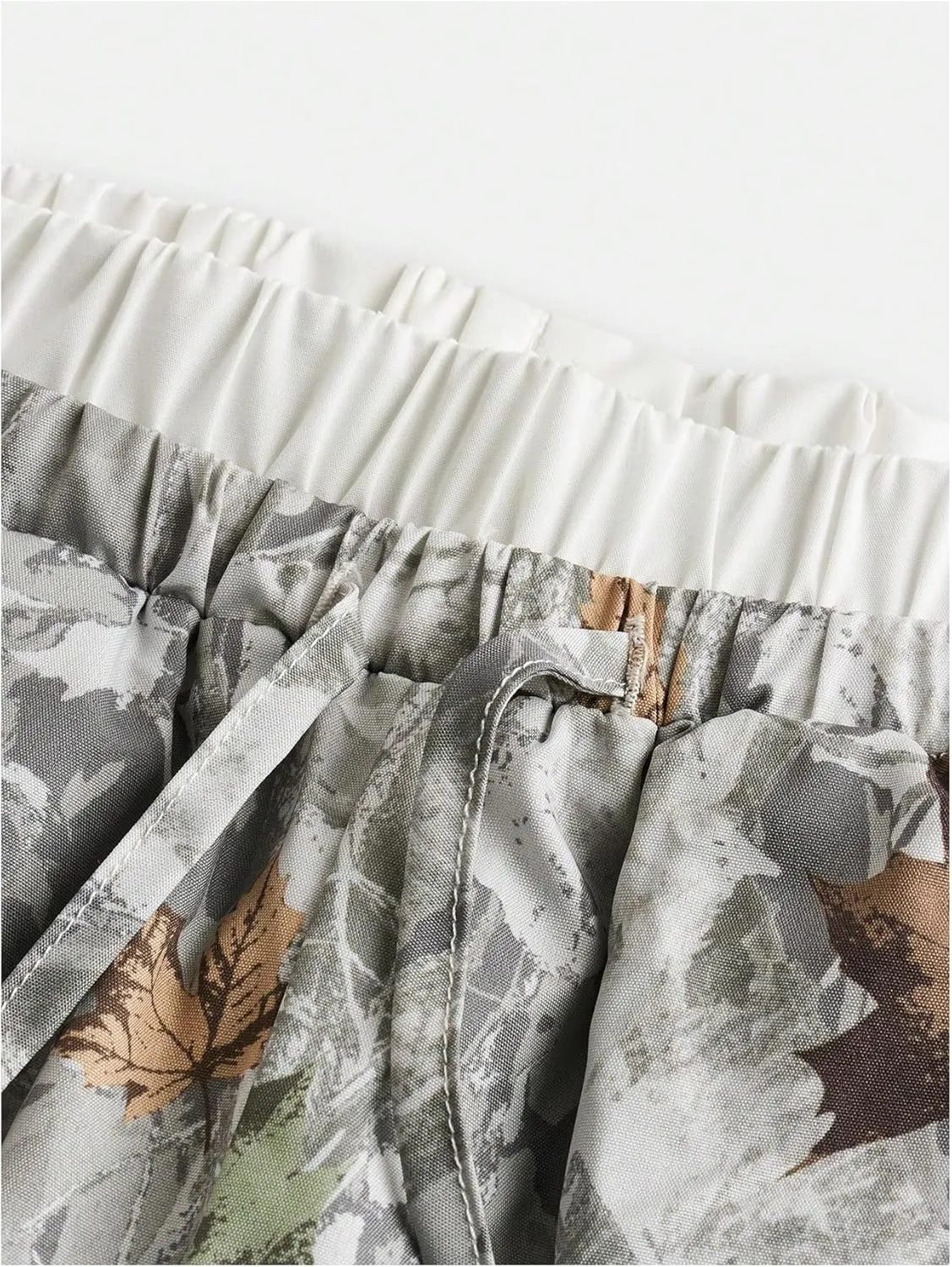 Milumia Girl's Camo Print Wide Straight Leg Trousers Elastic Waist Track Pants
