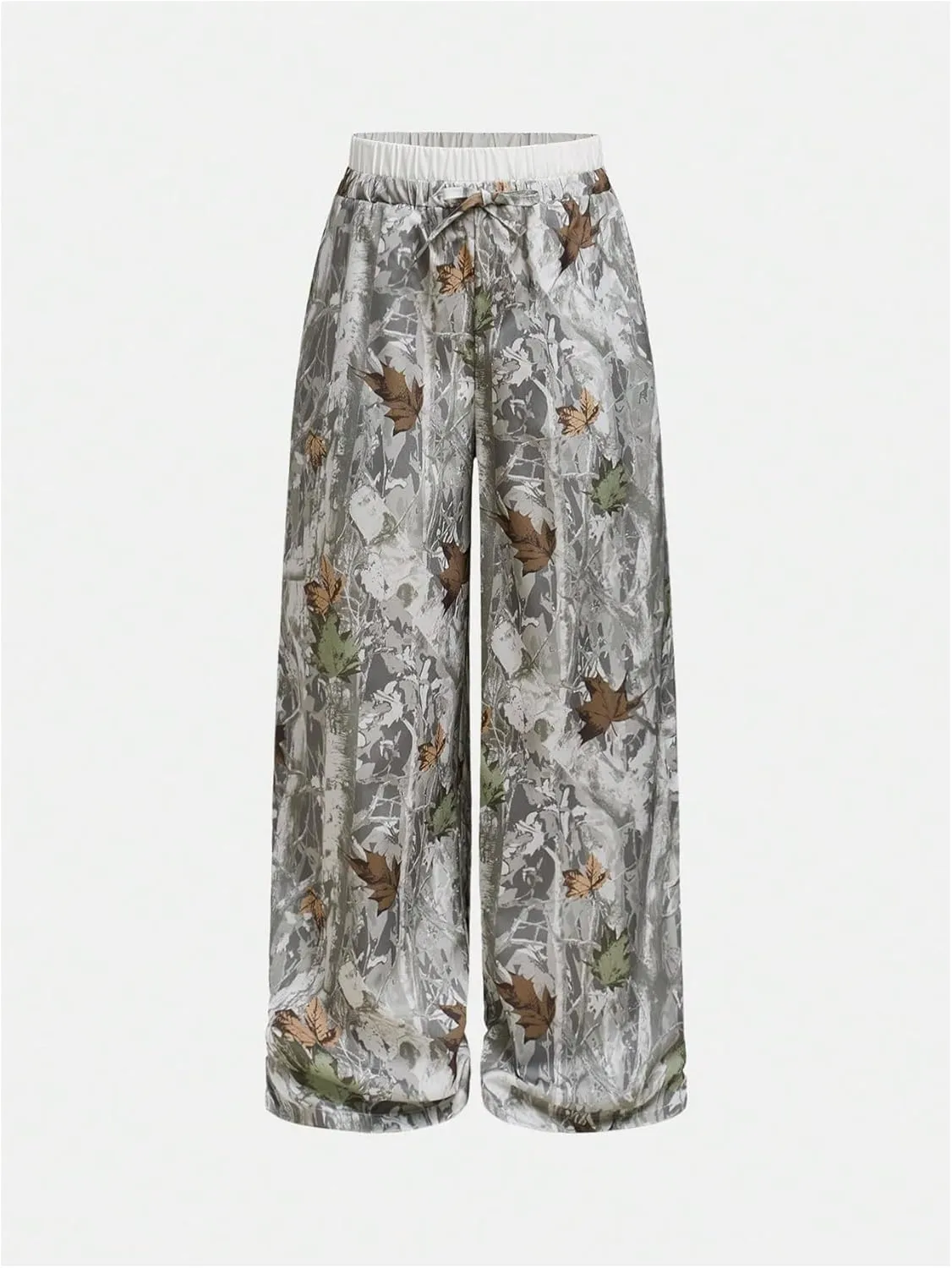 Milumia Girl's Camo Print Wide Straight Leg Trousers Elastic Waist Track Pants