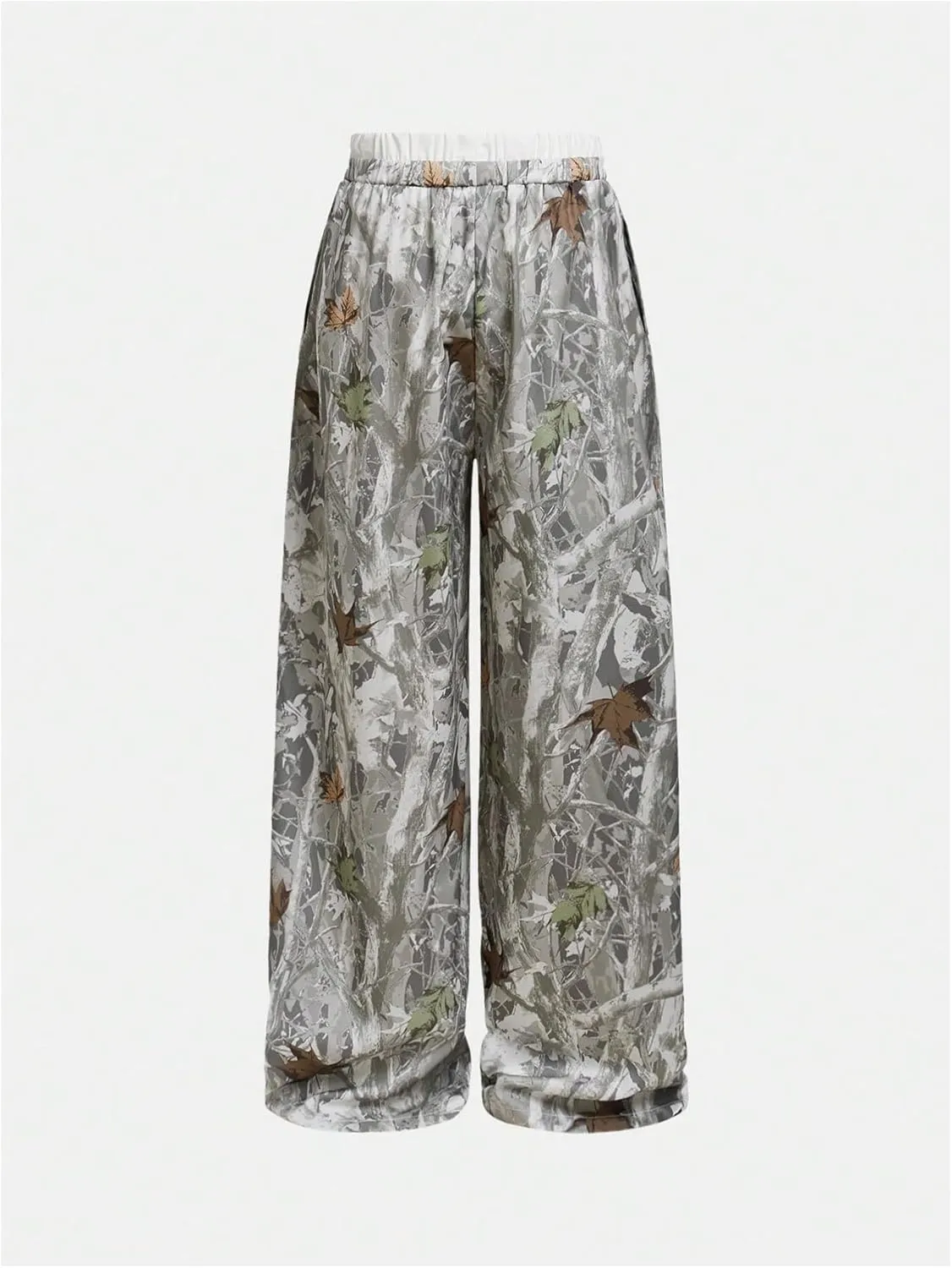 Milumia Girl's Camo Print Wide Straight Leg Trousers Elastic Waist Track Pants