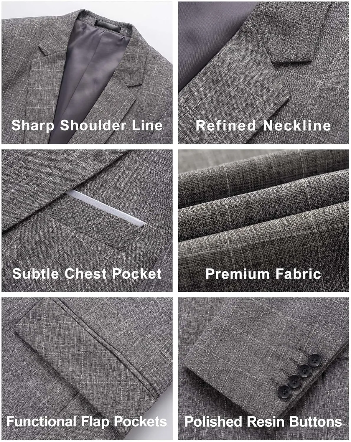 MY'S Men's Casual Two Button Linen Suit Jacket, Slim Fit Business Daily Sport Coat Lightweight Blazer