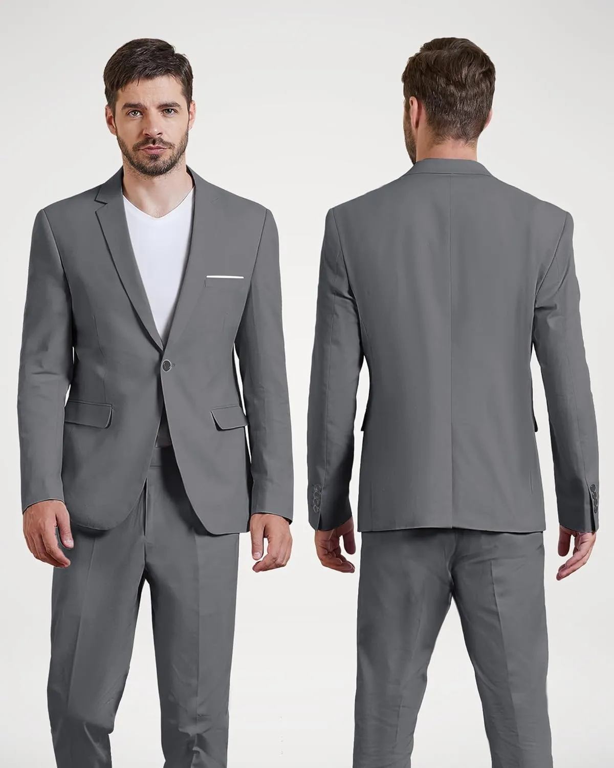 MY'S Men's Casual Two Button Linen Suit Jacket, Slim Fit Business Daily Sport Coat Lightweight Blazer
