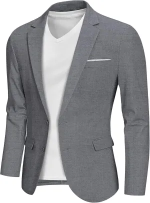 MY'S Men's Casual Two Button Linen Suit Jacket, Slim Fit Business Daily Sport Coat Lightweight Blazer