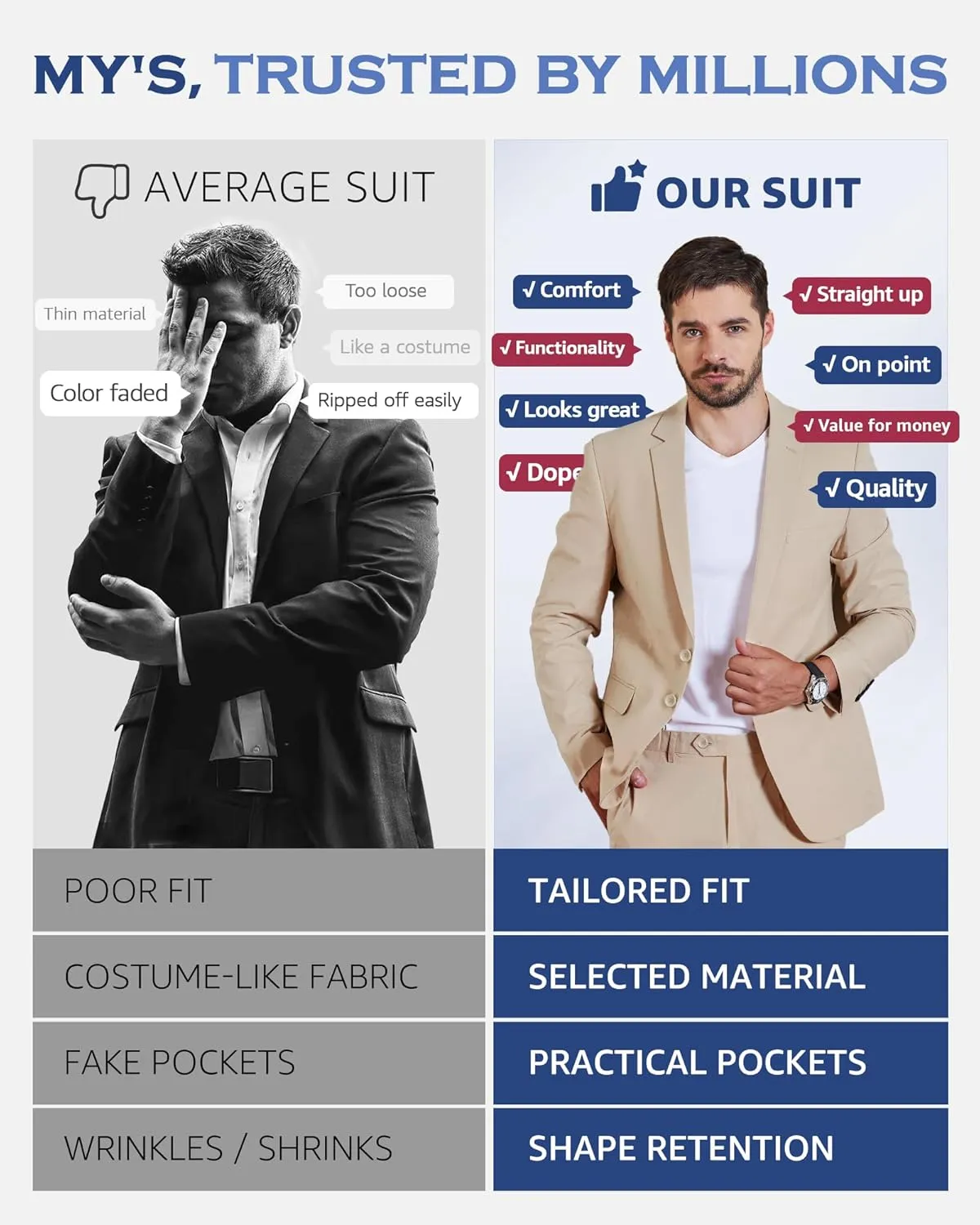 MY'S Men's Casual Two Button Linen Suit Jacket, Slim Fit Business Daily Sport Coat Lightweight Blazer