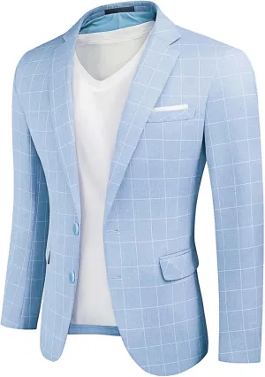 MY'S Men's Casual Two Button Linen Suit Jacket, Slim Fit Business Daily Sport Coat Lightweight Blazer