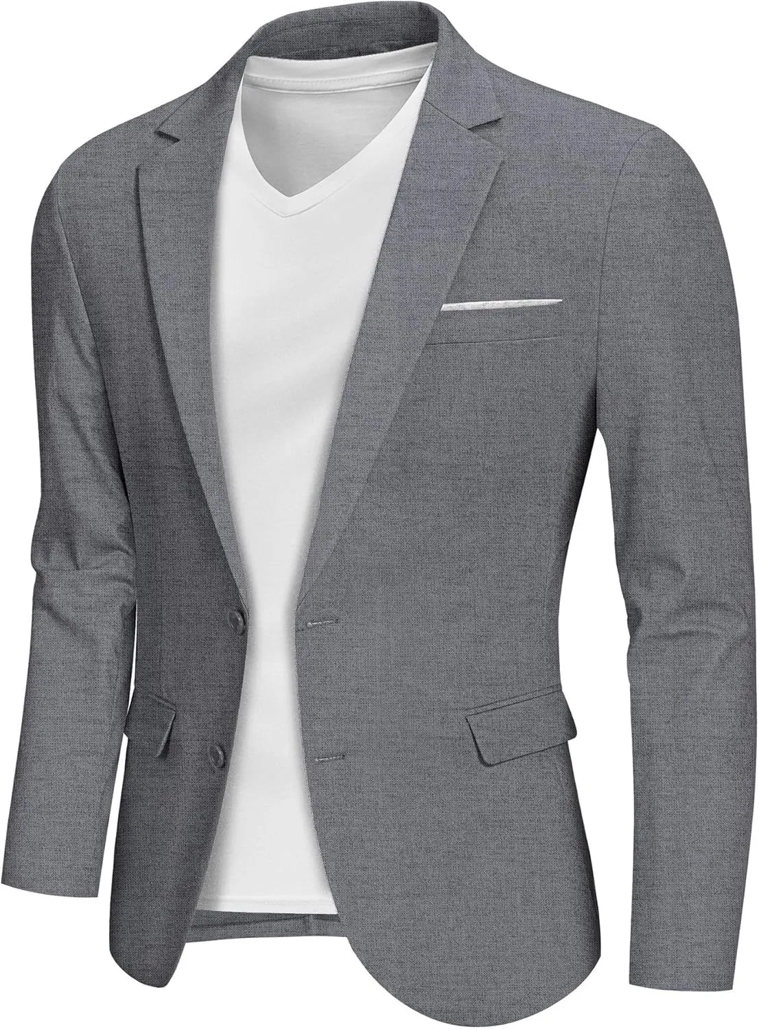 MY'S Men's Casual Two Button Linen Suit Jacket, Slim Fit Business Daily Sport Coat Lightweight Blazer