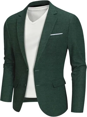 MY'S Men's Casual Two Button Linen Suit Jacket, Slim Fit Business Daily Sport Coat Lightweight Blazer