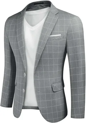 MY'S Men's Casual Two Button Linen Suit Jacket, Slim Fit Business Daily Sport Coat Lightweight Blazer