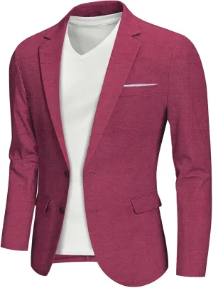MY'S Men's Casual Two Button Linen Suit Jacket, Slim Fit Business Daily Sport Coat Lightweight Blazer