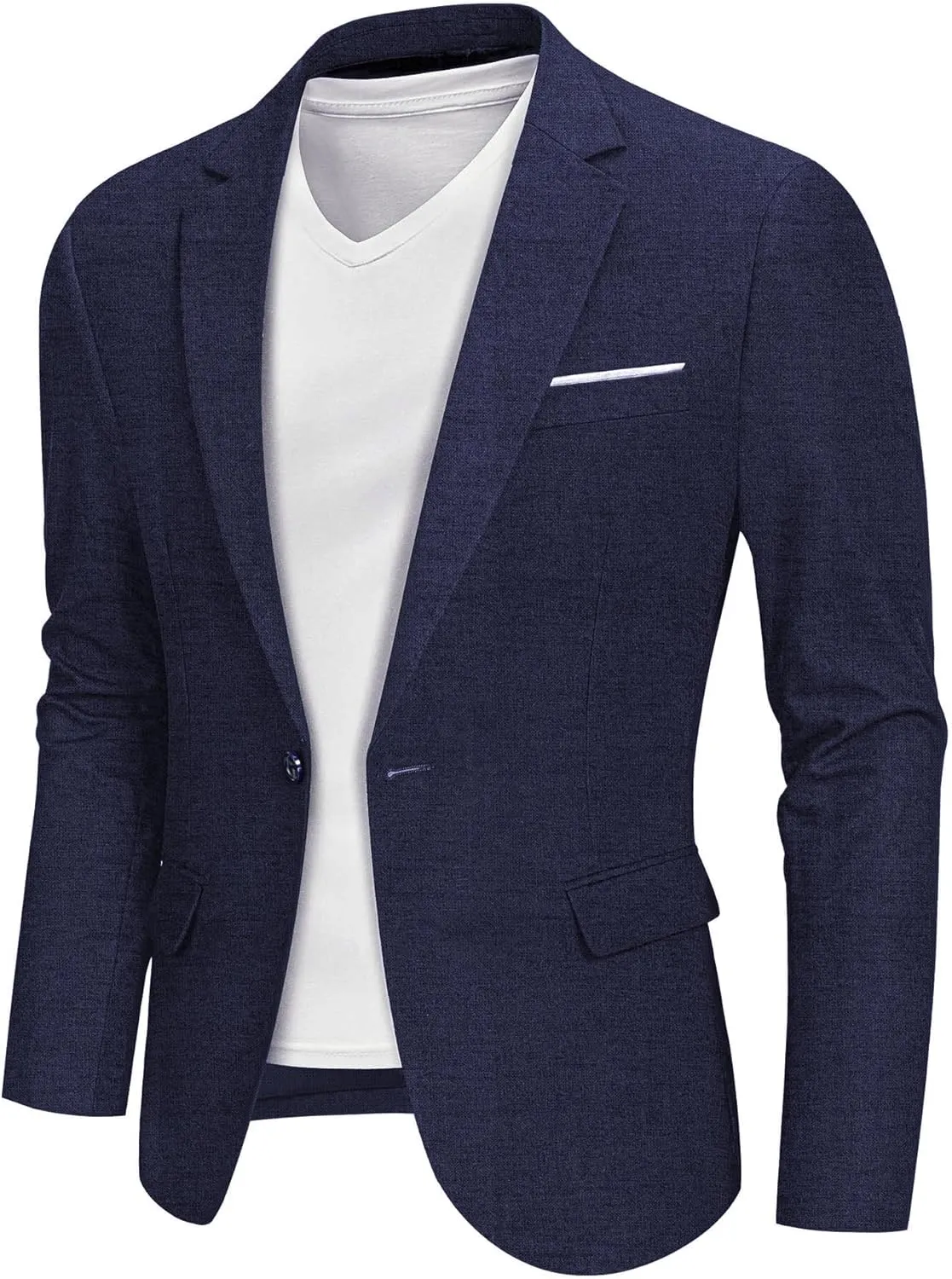 MY'S Men's Slim Fit One Button Linen Suit Blazer, Casual Sports Jacket, Lightweight Business Daily Coat.