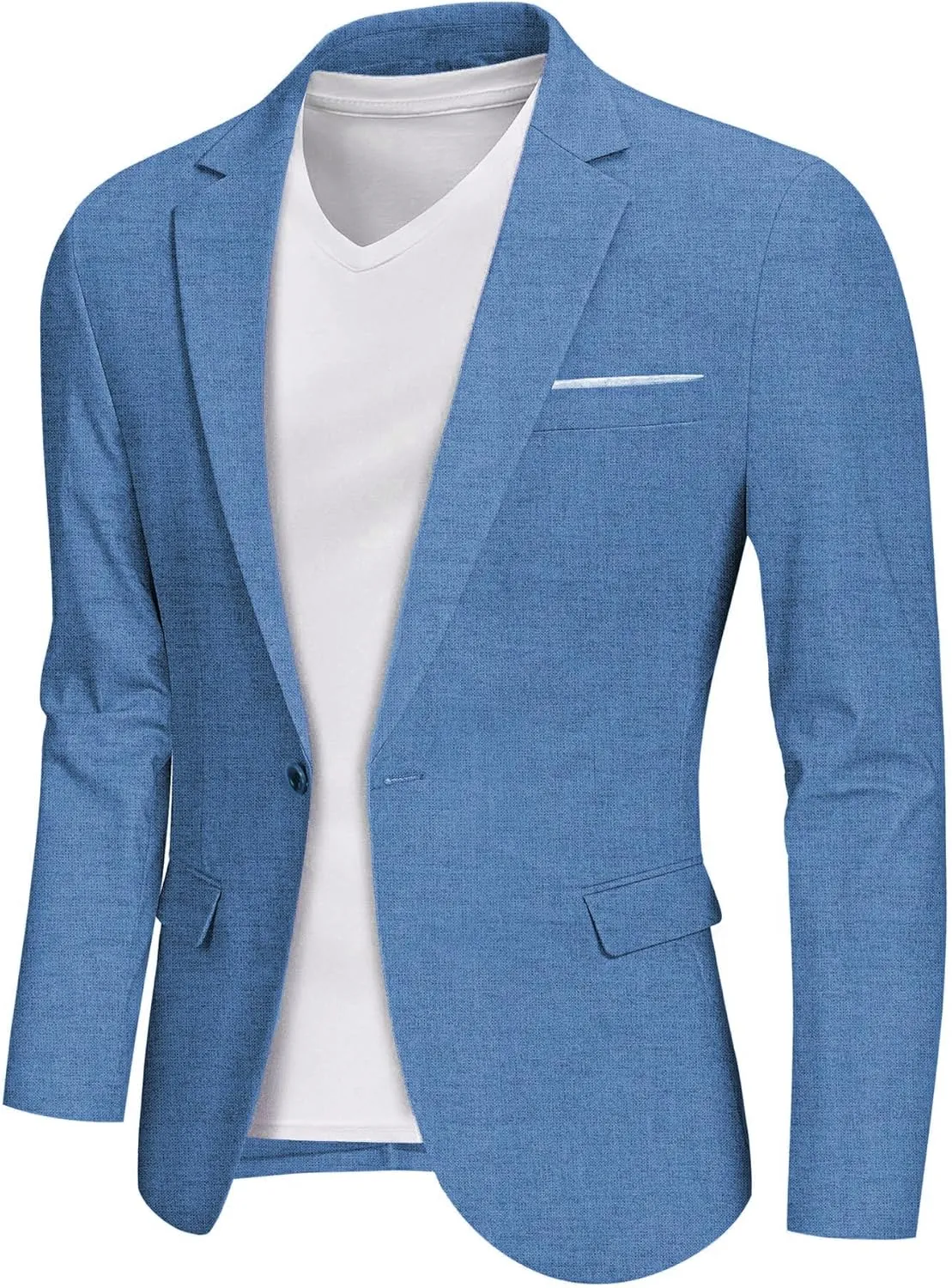MY'S Men's Slim Fit One Button Linen Suit Blazer, Casual Sports Jacket, Lightweight Business Daily Coat.