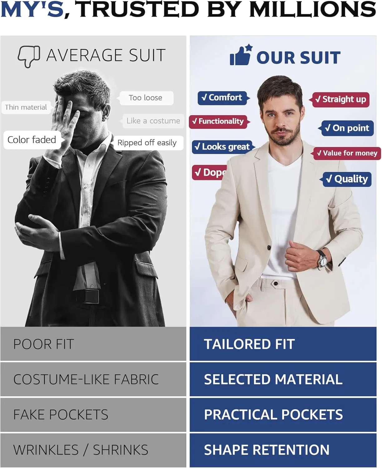 MY'S Men's Slim Fit One Button Linen Suit Blazer, Casual Sports Jacket, Lightweight Business Daily Coat.