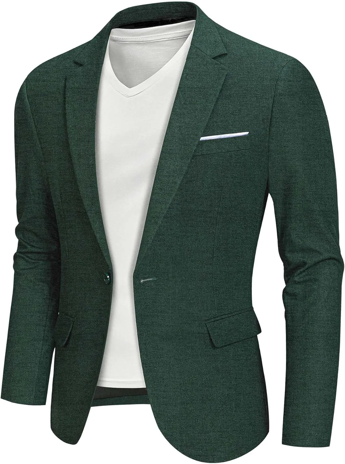 MY'S Men's Slim Fit One Button Linen Suit Blazer, Casual Sports Jacket, Lightweight Business Daily Coat.