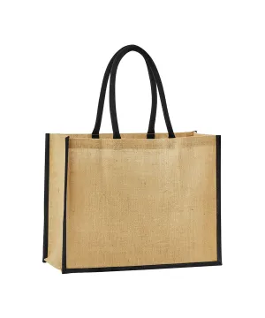 Natural/Black - Natural starched jute classic shopper