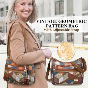 New Year Hot Sales-49% OFFVintage Geometric Pattern Bag With Adjustable Strap
