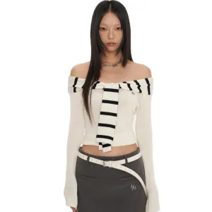 Off-Shoulder Knitwear In White