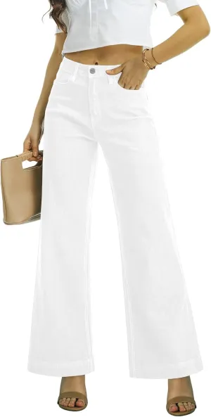 ONESO Flare Jeans for Women High Waist Wide Leg Womens Jeans Stretch Tummy Control Baggy Denim Pants Inseam 30"