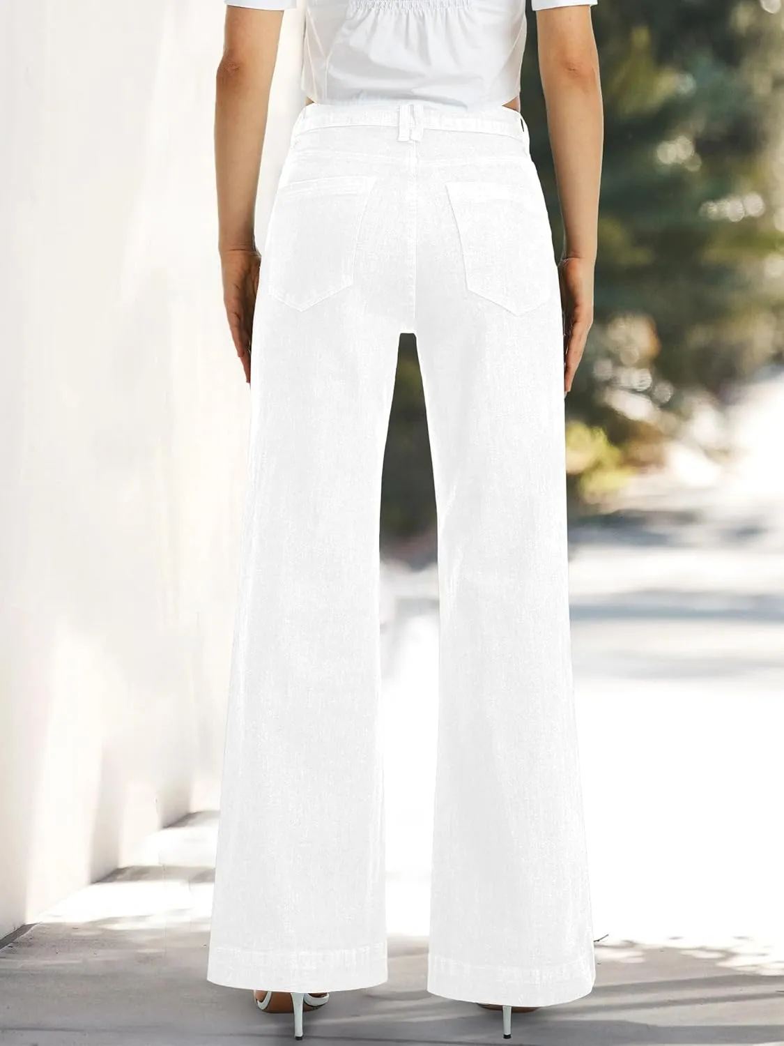 ONESO Flare Jeans for Women High Waist Wide Leg Womens Jeans Stretch Tummy Control Baggy Denim Pants Inseam 30"